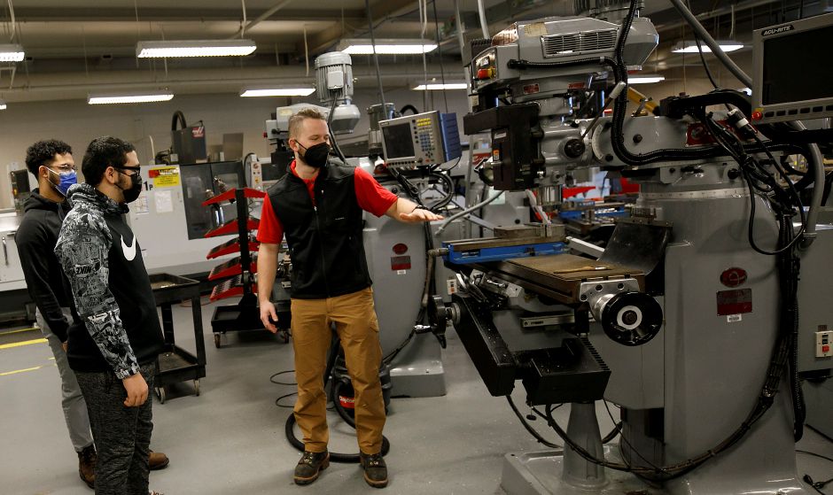 Wilcox Tech Precision Machining students in shop