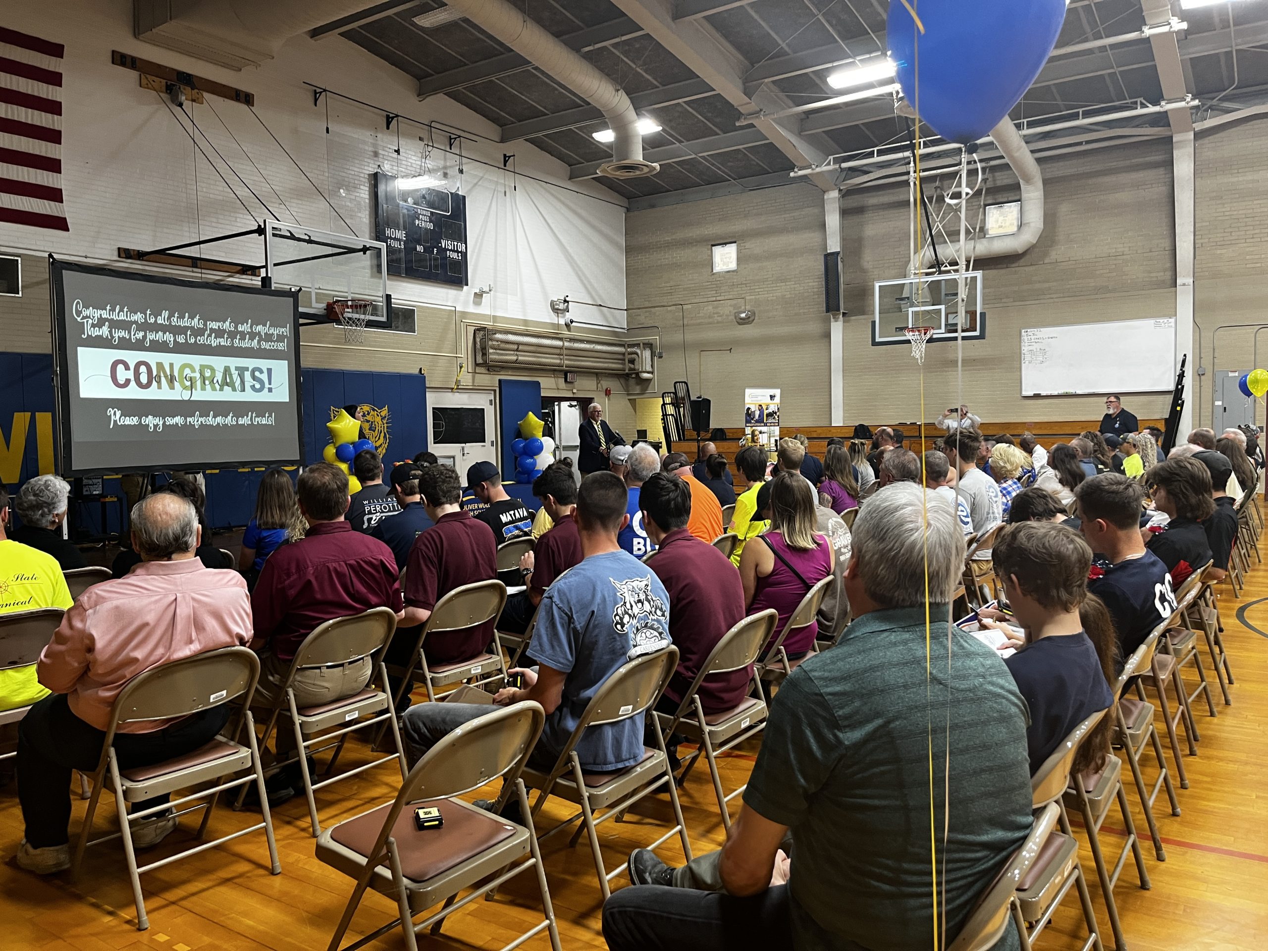 Students and family celebrate future employment at Wolcott Tech Career Signing Day