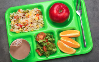 School lunch tray with food