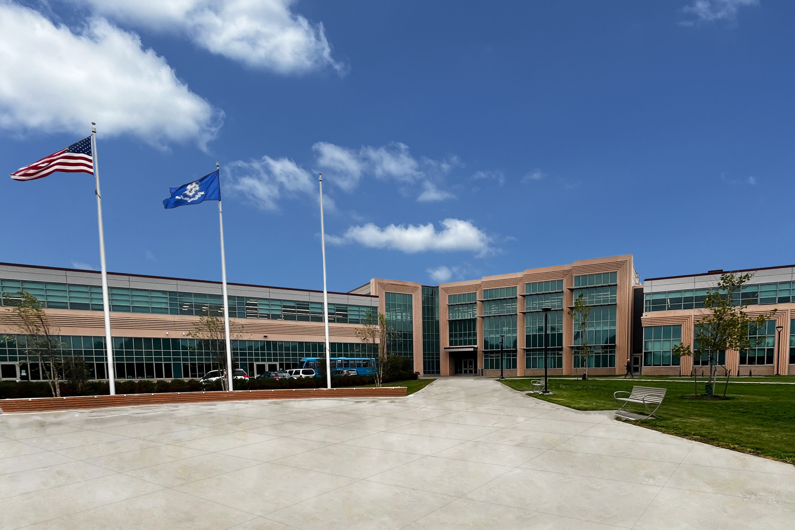 Image of the outside of Platt Technical High School's new building