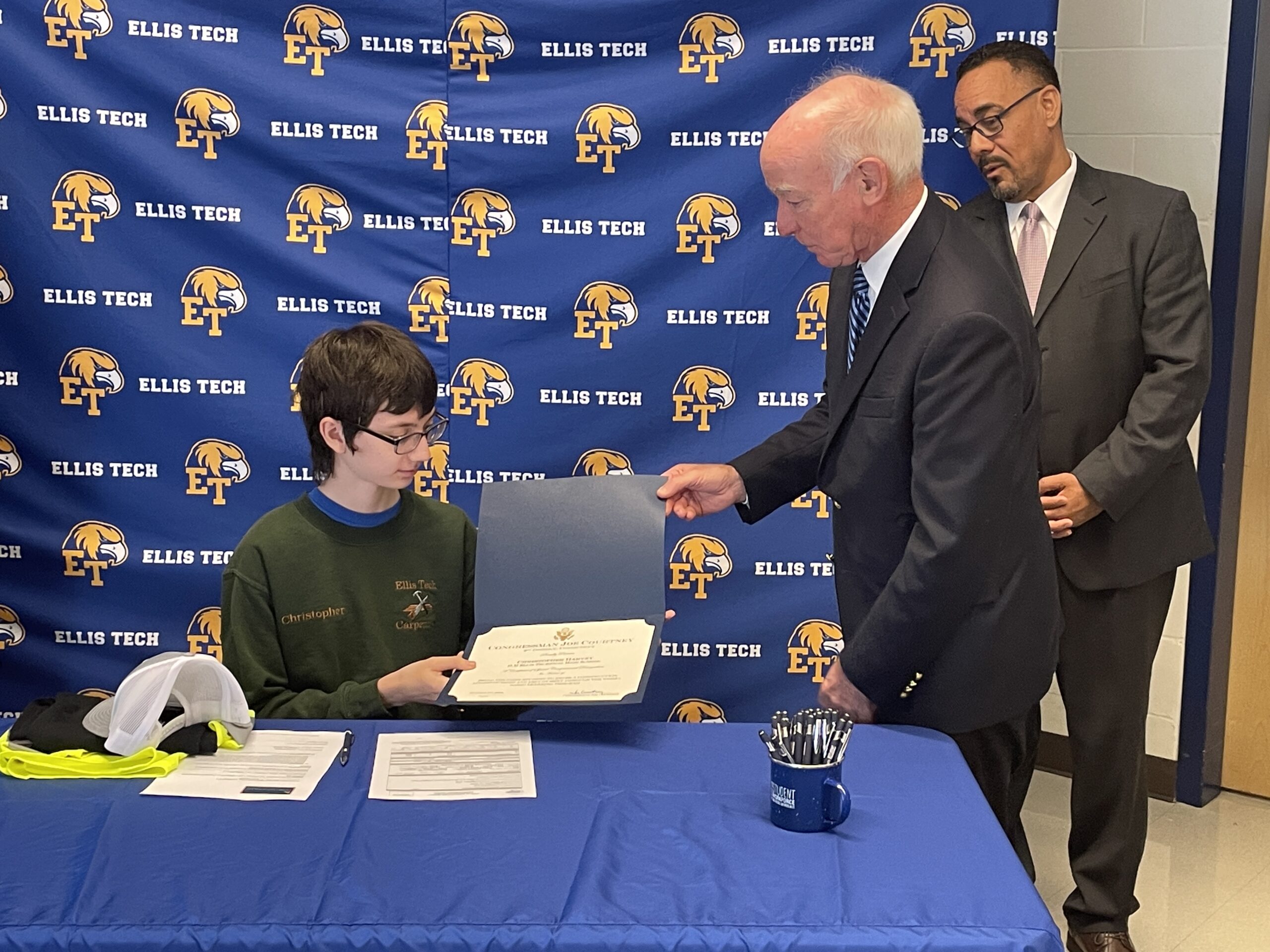 CTECS Student Signs as First Apprentice with Carpenters Local 326